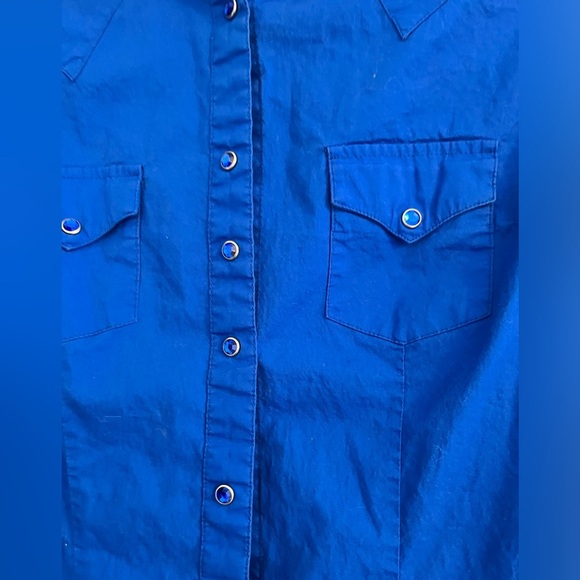 Royal Blue Wrangler Long Sleeve Blue Snaps Size Small - Picture 3 of 8